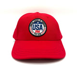 USA 250 Button Red Baseball Cap - Made in the USA - NEW ITEM