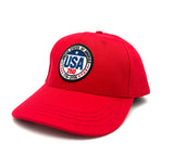 USA 250 Button Red Baseball Cap - Made in the USA - NEW ITEM