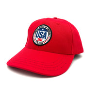 USA 250 Button Red Baseball Cap - Made in the USA - NEW ITEM
