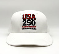 USA 250 Years of Greatness White Cap - Made in the USA